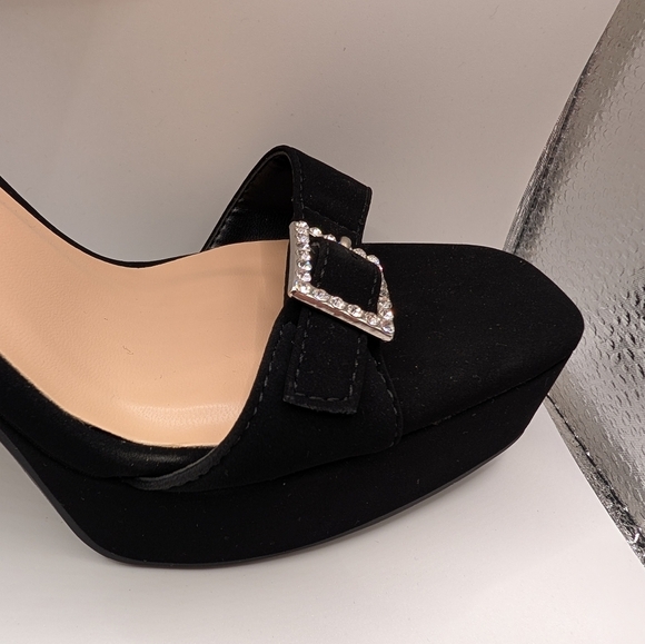 MARCOREPUBLIC Nottingham Black Chunky Heel Strap Platform Pumps Size 9 - Picture 3 of 10